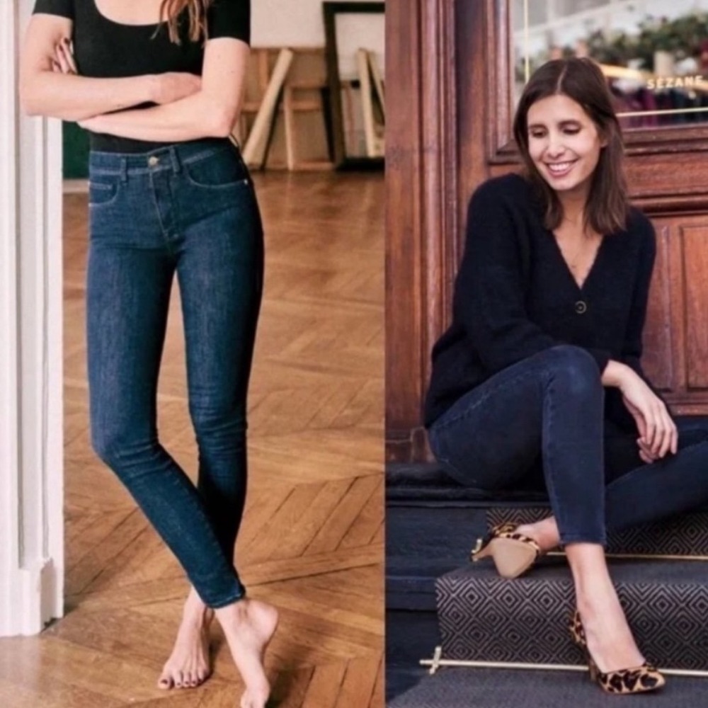 Sezane Perfect Slim Jeans Blue Denim Womens Size‎ 31 French Stretch Minimalist